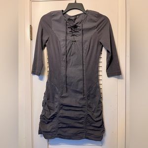 Wearables by XCVI Stretch Poplin Ruched Lagenlook Dress Charcoal Sz Small